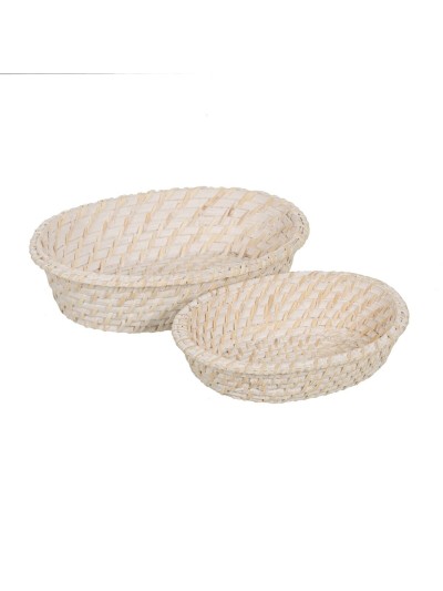 Plateau Blanc Bambou Rotin 29 x 22 x 7 cm (2 Unités)