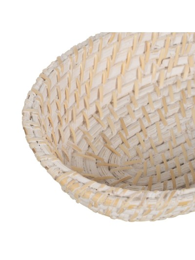 Tray White Bamboo Rattan 29 x 22 x 7 cm (2 Units)