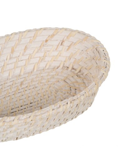 Tray White Bamboo Rattan 29 x 22 x 7 cm (2 Units)