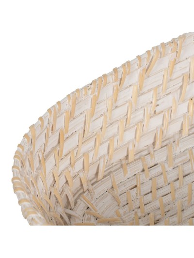 Tray White Bamboo Rattan 44 x 17 x 7 cm (2 Units)