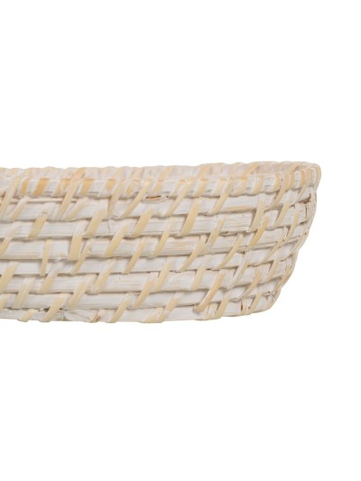 Tray White Bamboo Rattan 44 x 17 x 7 cm (2 Units)