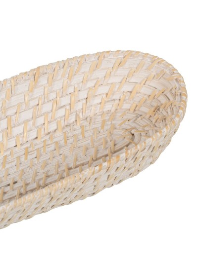 Bandeja Blanco Bambú Ratán 44 x 17 x 7 cm (2 Unidades)