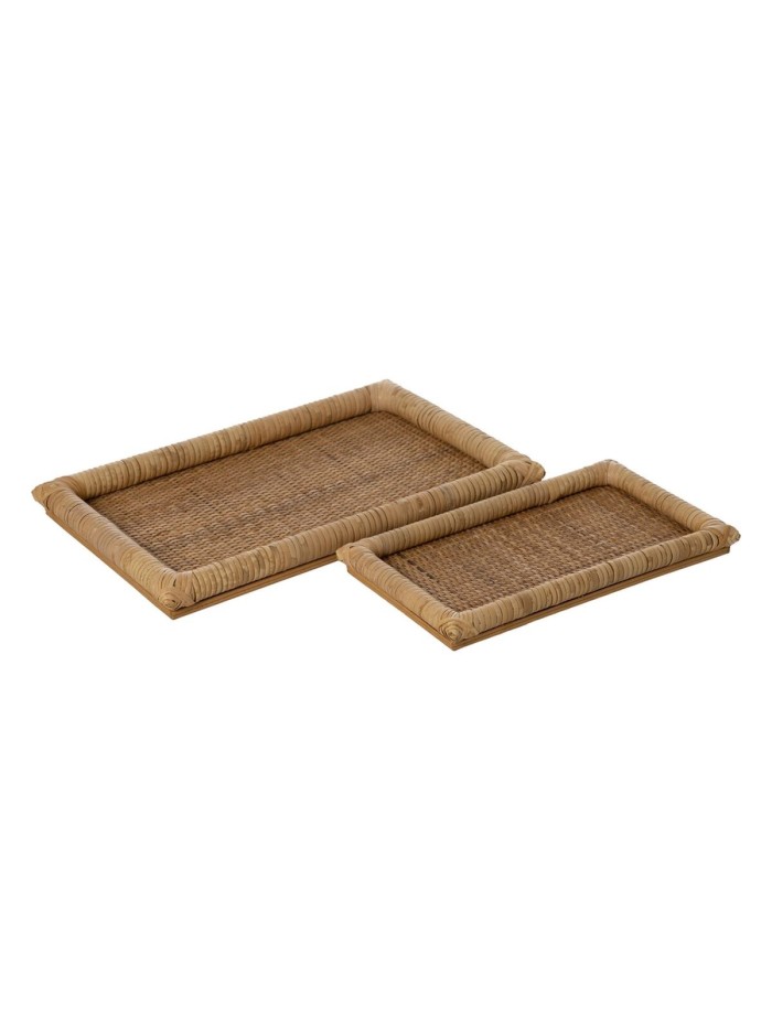 Snack tray Natural Rattan 47,5 x 30 x 4 cm (2 Units)