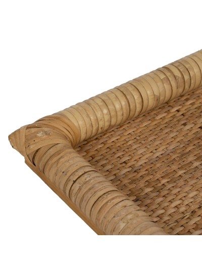 Snack tray Natural Rattan 47,5 x 30 x 4 cm (2 Units)