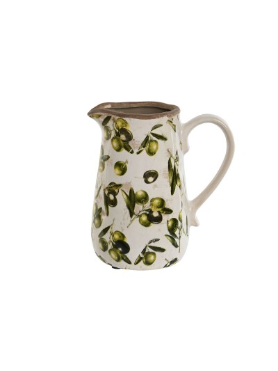 Jarra Home ESPRIT Blanco Marrón Verde Gres Shabby Chic Oliva