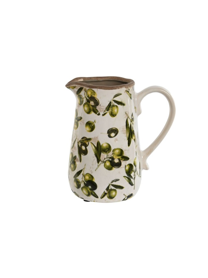 Jug Home ESPRIT White Brown Green Stoneware Shabby Chic Olive