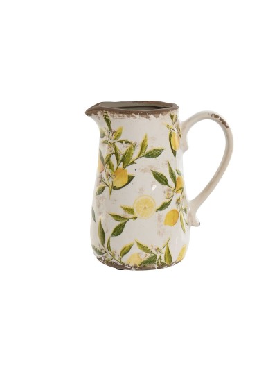 Jarra Home ESPRIT Blanco Marrón Gres Limón Shabby Chic