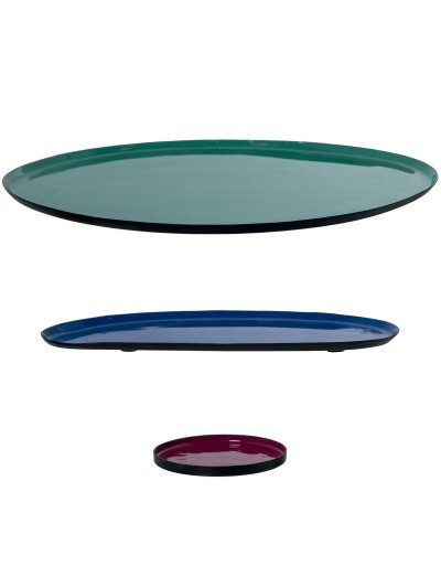 Juego de Bandejas Alexandra House Living Multicolor Metal Metal esmaltado 10 x 1 x 10 cm 33 x 1 x 27 cm 26 x 1 x 10 cm 3 Piezas