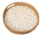 Tray Alexandra House Living Multicolour Rattan Mother of pearl Circular 33 x 35 x 33 cm