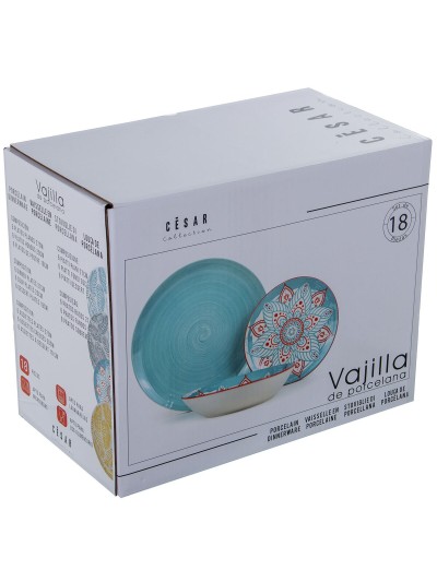 Vajilla Alexandra House Living Azul Porcelana 27 x 1 x 27 cm