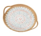 Bandeja Alexandra House Living Multicolor Ratán Nácar Redonda 40 x 5 x 33 cm