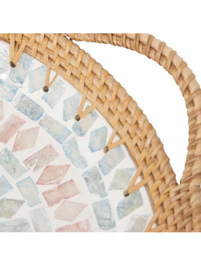 Tray Alexandra House Living Multicolour Rattan Mother of pearl Circular 40 x 5 x 33 cm