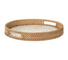 Tray Alexandra House Living Multicolour Rattan Mother of pearl Circular 33 x 35 x 33 cm