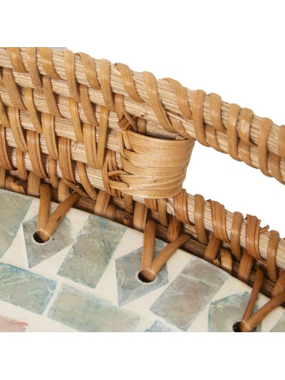 Tray Alexandra House Living Multicolour Rattan Mother of pearl Circular 33 x 35 x 33 cm