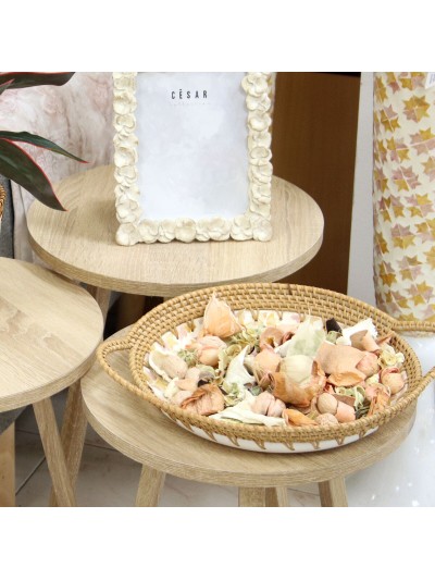 Bandeja Alexandra House Living Multicolor Ratán Nácar Redonda 40 x 5 x 33 cm