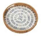 Bandeja Alexandra House Living Multicolor Ratán Nácar Redonda 33 x 35 x 33 cm