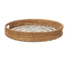Tray Alexandra House Living Multicolour Rattan Mother of pearl Circular 33 x 35 x 33 cm