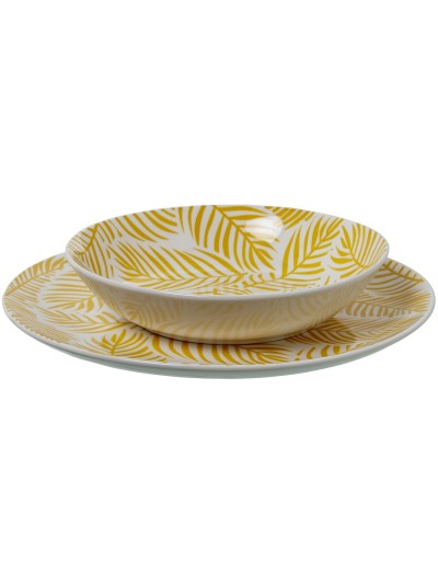 Vajilla Alexandra House Living Amarillo Porcelana 27 x 1 x 27 cm