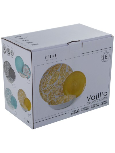 Vajilla Alexandra House Living Amarillo Porcelana 27 x 1 x 27 cm