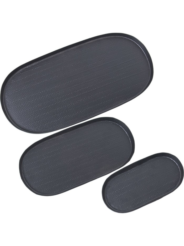 Juego de Bandejas Alexandra House Living Negro Metal Aluminio 40 x 20 cm 30 x 15 cm 21 x 11 cm 3 Piezas