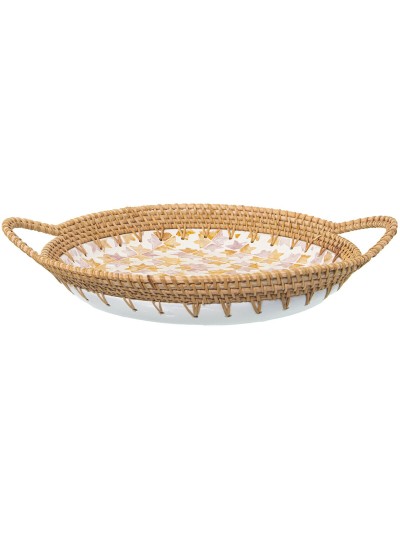 Tray Alexandra House Living Multicolour Rattan Mother of pearl Circular 40 x 5 x 33 cm