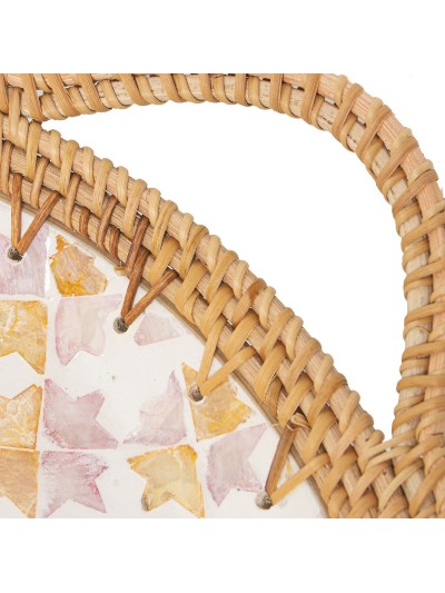 Tray Alexandra House Living Multicolour Rattan Mother of pearl Circular 40 x 5 x 33 cm