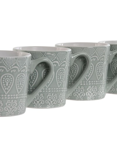 Juego de 4 Tazas Mug Home ESPRIT Verde Gres 360 ml 9,5 x 13 x 9,2 cm Mandala