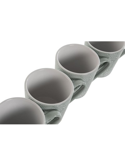 Juego de 4 Tazas Mug Home ESPRIT Verde Gres 360 ml 9,5 x 13 x 9,2 cm Mandala