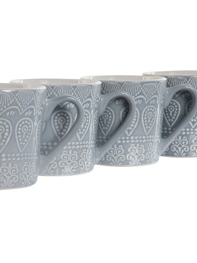 Juego de 4 Tazas Mug Home ESPRIT Azul Gres 340 ml 13 x 9,5 x 9,2 cm Mandala