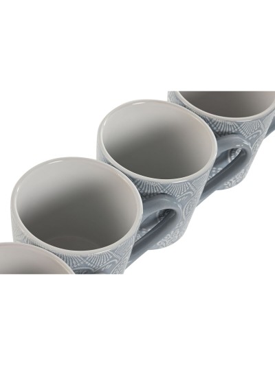 Juego de 4 Tazas Mug Home ESPRIT Azul Gres 340 ml 13 x 9,5 x 9,2 cm Mandala