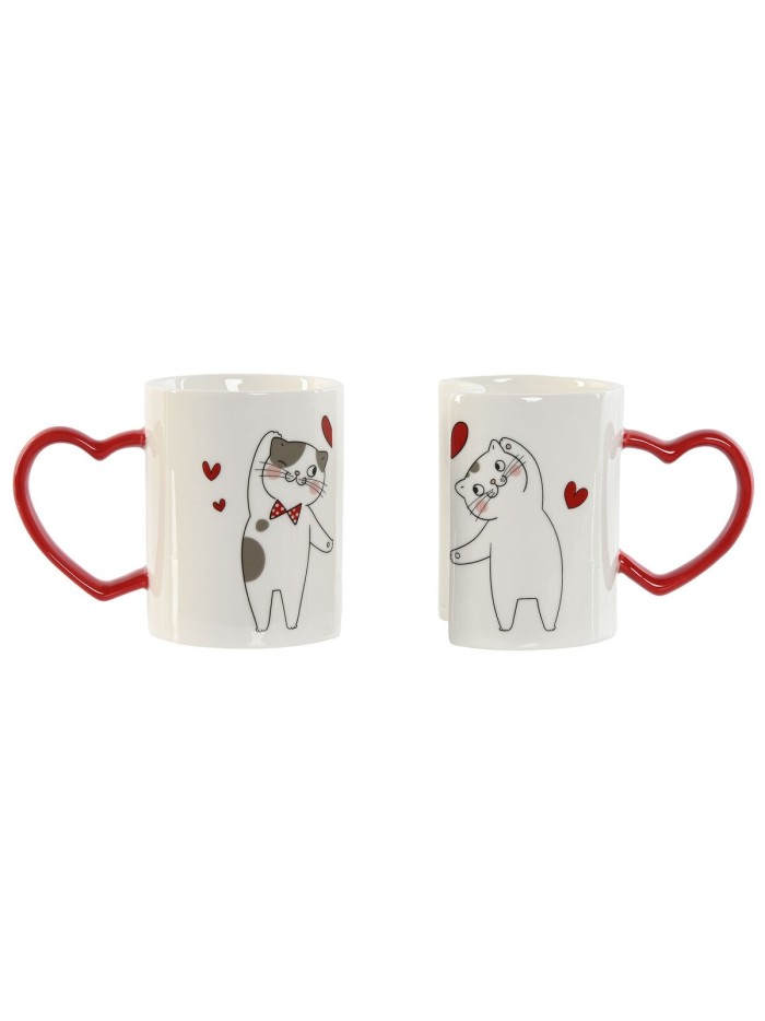 Ensemble de 2 mugs Home ESPRIT Love Blanc Rouge Chats