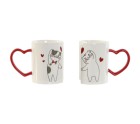 Juego de 2 Tazas Mug Home ESPRIT Love Blanco Rojo Gatos
