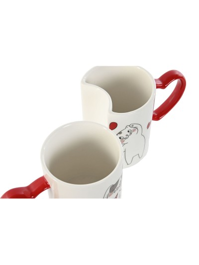 Ensemble de 2 mugs Home ESPRIT Love Blanc Rouge Chats