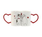 Ensemble de 2 mugs Home ESPRIT Love Blanc Rouge Chats