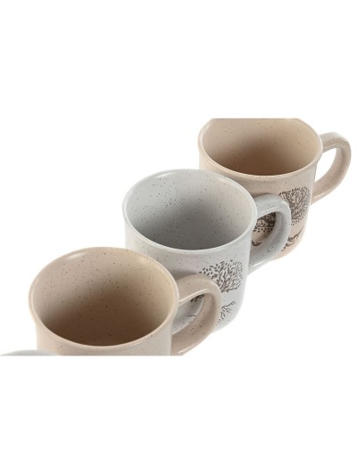 Tasse mug Home ESPRIT Blanc Beige Traditionnel Arbre de vie 330 ml (4 Unités)