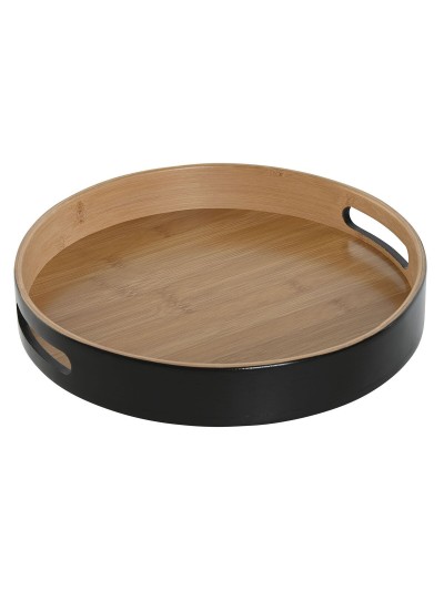 Bandeja de Aperitivos Home ESPRIT Negro Natural Moderno 30 x 30 x 5 cm