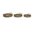 Set of trays Home ESPRIT White Natural Boho 44 x 44 x 12 cm (3 Units)