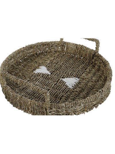 Juego de Bandejas Home ESPRIT Blanco Natural Boho 44 x 44 x 12 cm (3 Unidades)