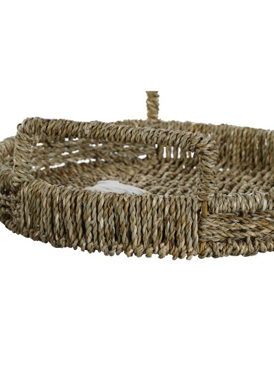 Juego de Bandejas Home ESPRIT Blanco Natural Boho 44 x 44 x 12 cm (3 Unidades)