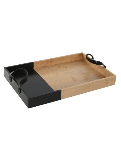 Bandeja de Aperitivos Home ESPRIT Negro Natural Moderno 42 x 27 x 4,5 cm