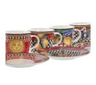 Lot de tasses avec soucoupes Home ESPRIT Jaune Rouge Porcelaine 220 ml 15,6 x 15,6 x 1,7 cm (4 Unités)