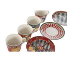 Lot de tasses avec soucoupes Home ESPRIT Jaune Rouge Porcelaine 220 ml 15,6 x 15,6 x 1,7 cm (4 Unités)