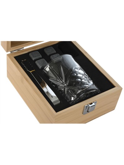 Set de Whisky Home ESPRIT Natural Bambú Cristal
