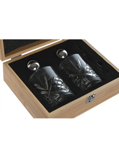 Set de Whisky Home ESPRIT Natural Bambú Cristal