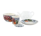 Théière Home ESPRIT Bleu Blanc Verre Porcelaine (2 Unités)