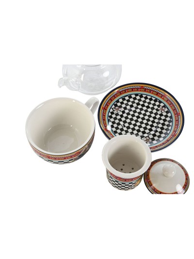 Tetera Home ESPRIT Amarillo Rojo Cristal Porcelana 1 L (4 Unidades)