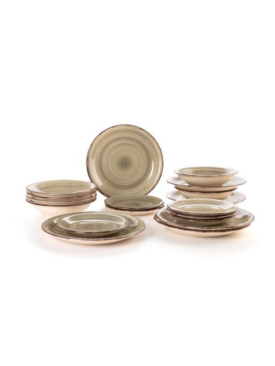 Assiettes Quid Vita Natura Vert Céramique 18 Pièces