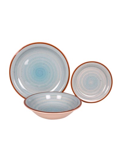 Set de Vajilla Home ESPRIT Azul Verde Multicolor Rosa Ambar Gres 26,5 x 26,5 x 3 cm 27,5 x 27,5 x 3 cm 18 Piezas