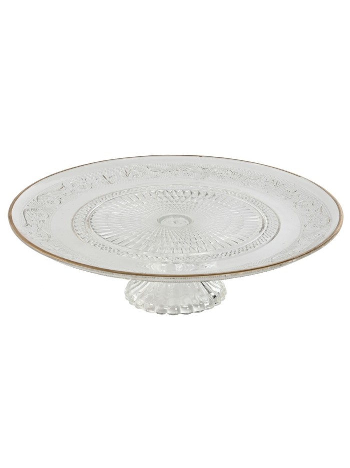 Assiette plate Home ESPRIT Transparent Doré Verre 33 x 33 x 9,4 cm