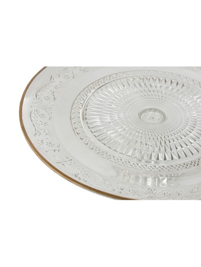 Plato Llano Home ESPRIT Transparente Dorado Cristal 33 x 33 x 9,4 cm